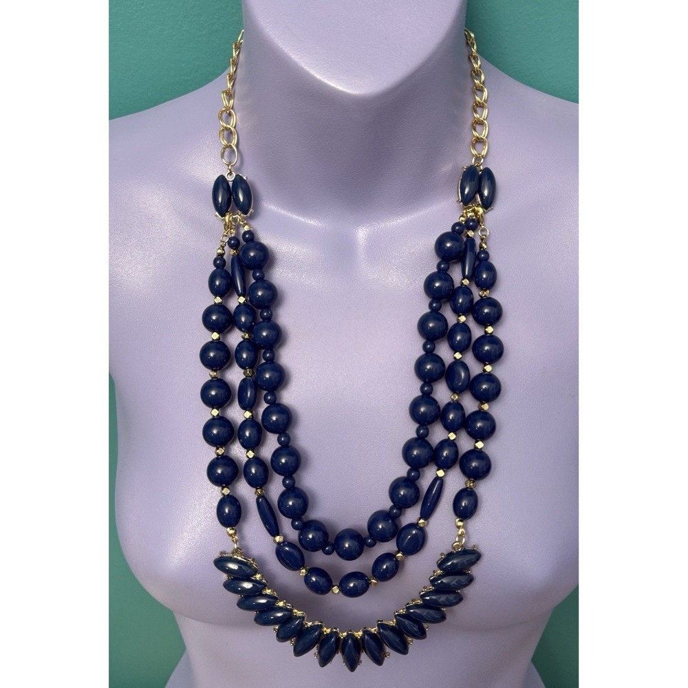 Premier Designs Necklace In The Navy Limited Edition Navy Arylic &‎ Gold Coastal